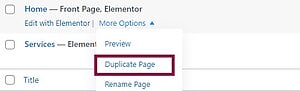 Design Consistency When Adding New Pages with Elementor - Duplicate