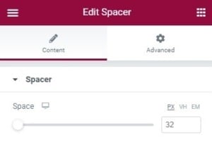 Elementor User Guide Editing Spacers