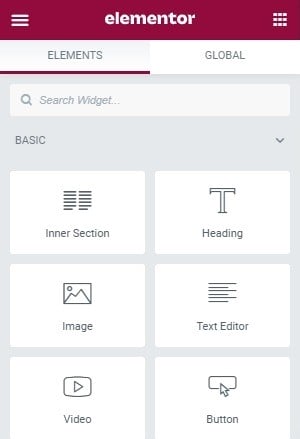 Elementor User Guide Menu