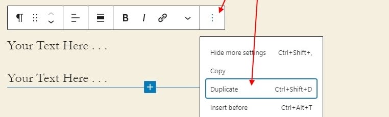 Duplicating an Area on Gutenberg