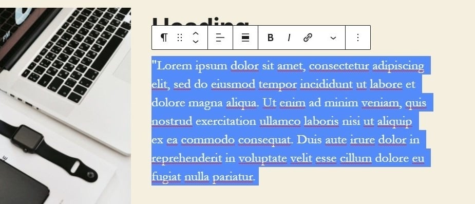 Editing a Gutenberg Text Block