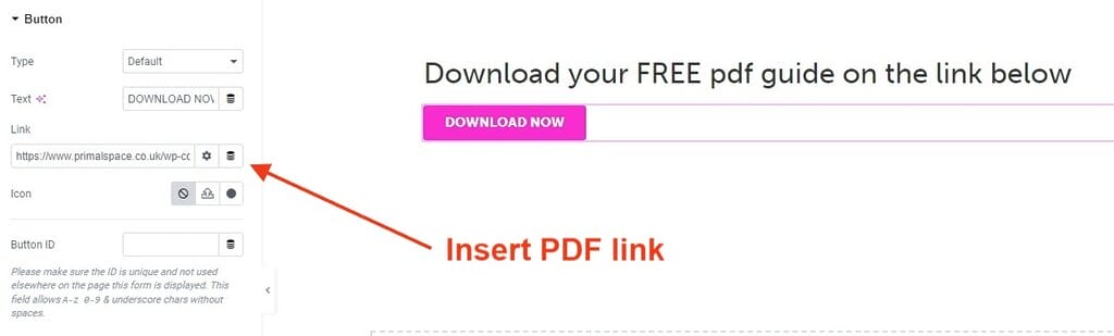How to Link to a PDF in Elementor Screenshot