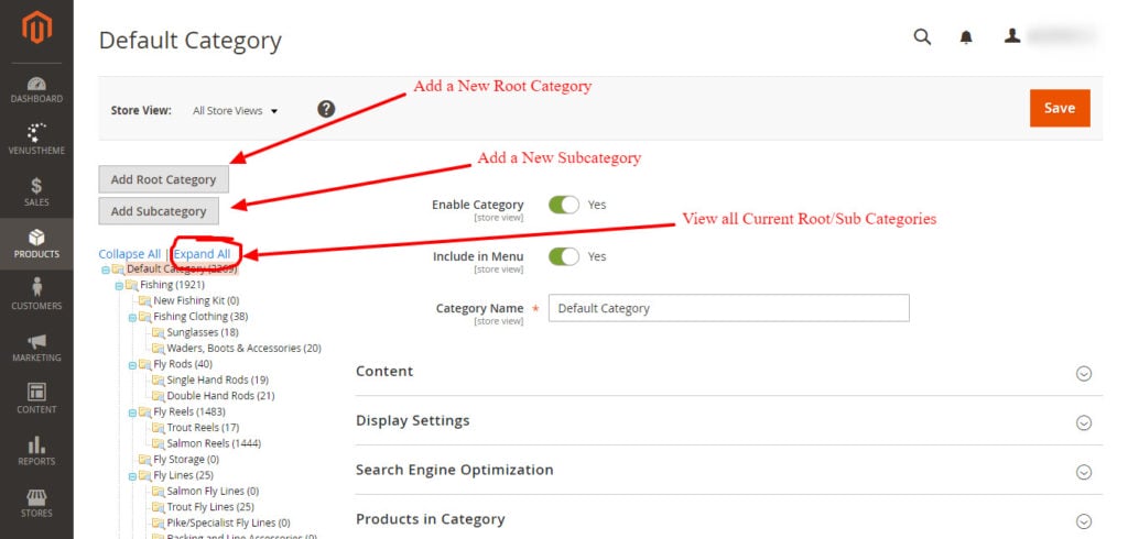 Default Category Sub Category