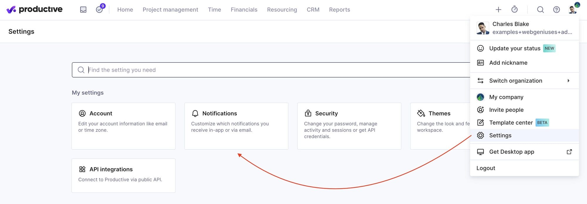 Setting up Notifications in Productive