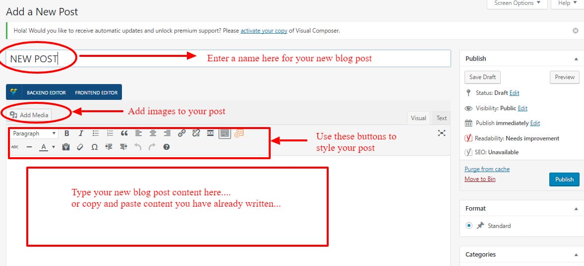 Creating a new post WP