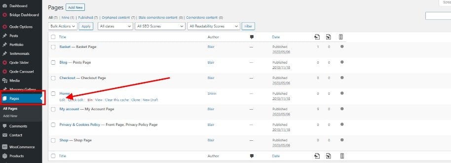 Editing a WordPress Page