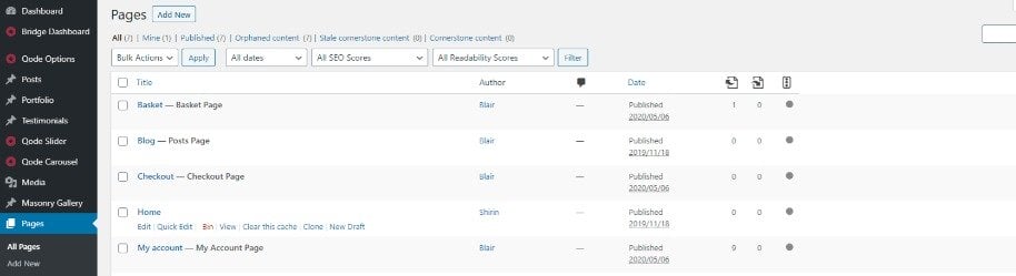 Pages on WordPress
