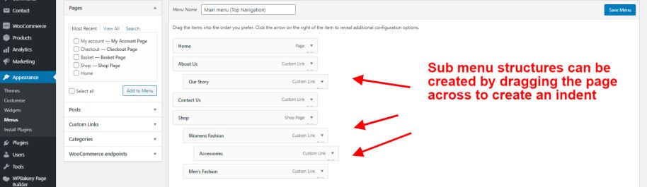 Reordering menus