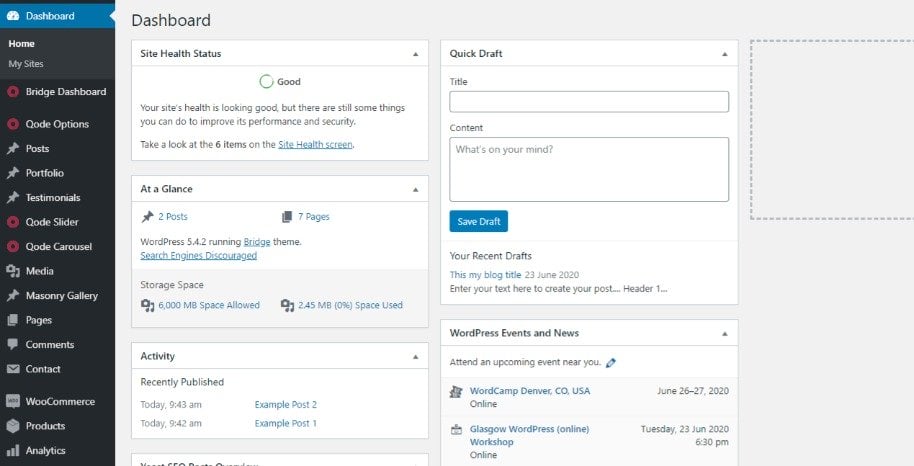 WordPress Dashboard