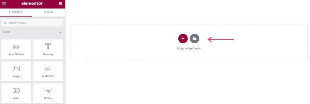 Working with templates in Elementor - Accessing the Library
