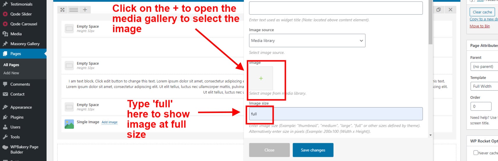 Selecting an image and changing size