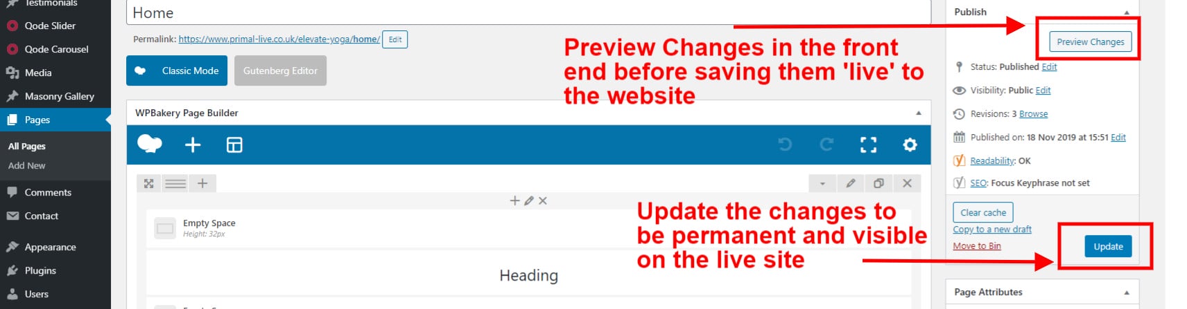 Saving your changes