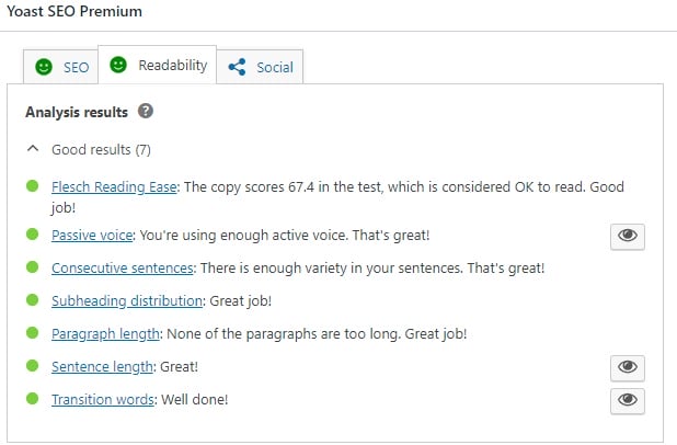 Green Yoast Scores