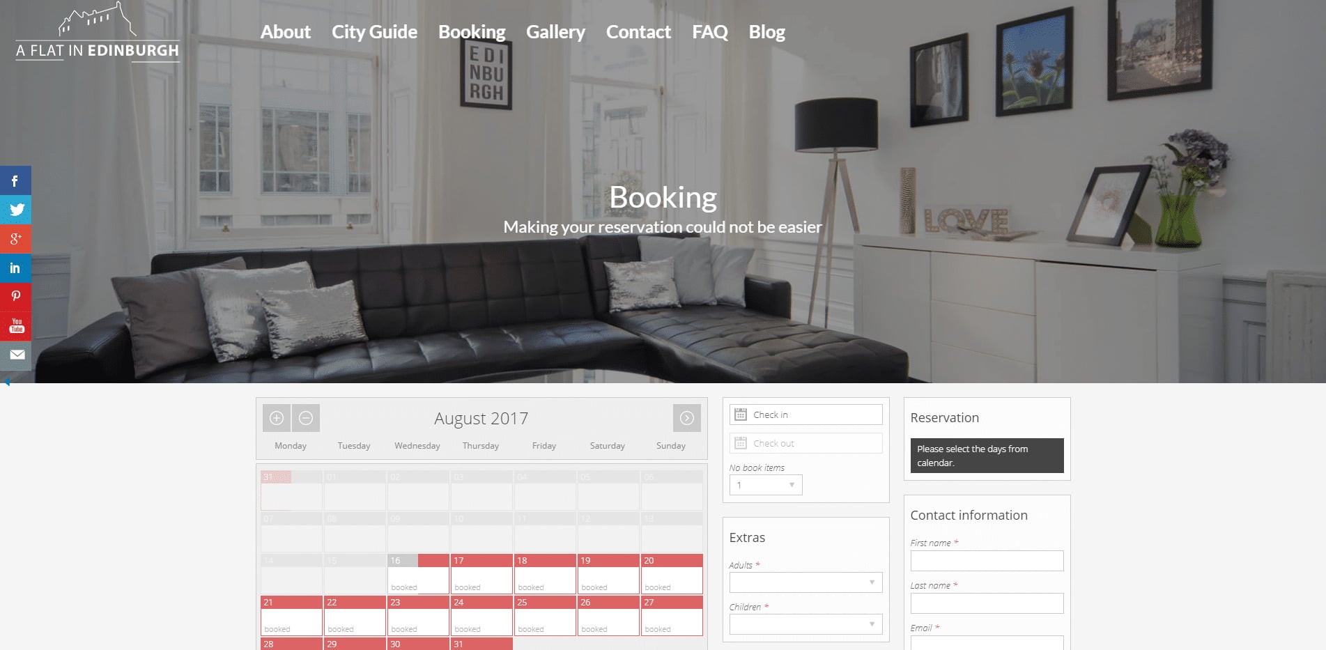 Bookings A Flat in Edinburgh
