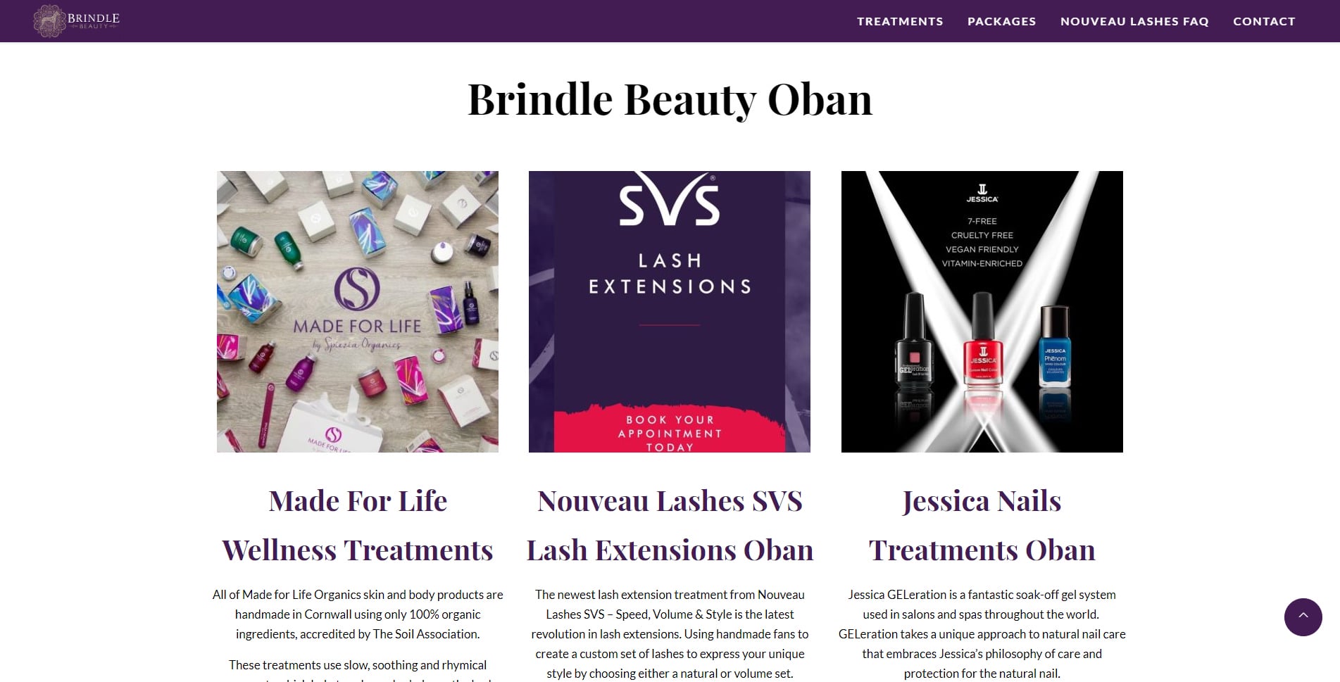 BRINDLE BEAUTY OBAN WEBSITE DESIGN
