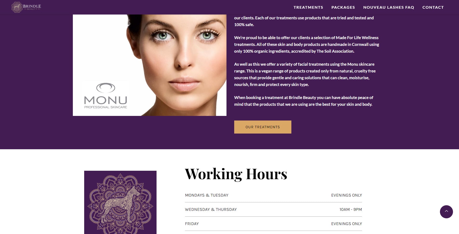 BRINDLE BEAUTY OBAN WEBSITE DESIGN