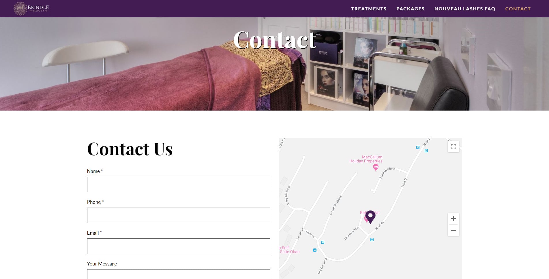 BRINDLE BEAUTY OBAN WEBSITE DESIGN
