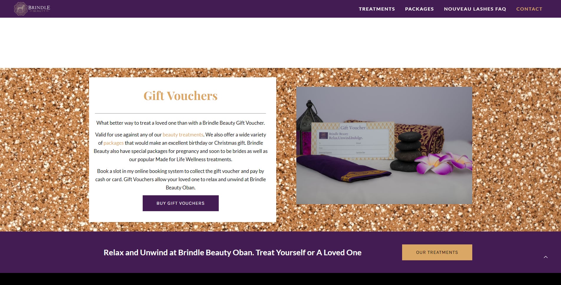 BRINDLE BEAUTY OBAN WEBSITE DESIGN