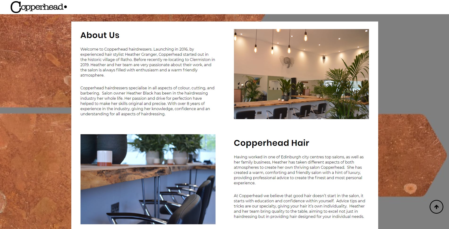 copperhead hairdressers website design