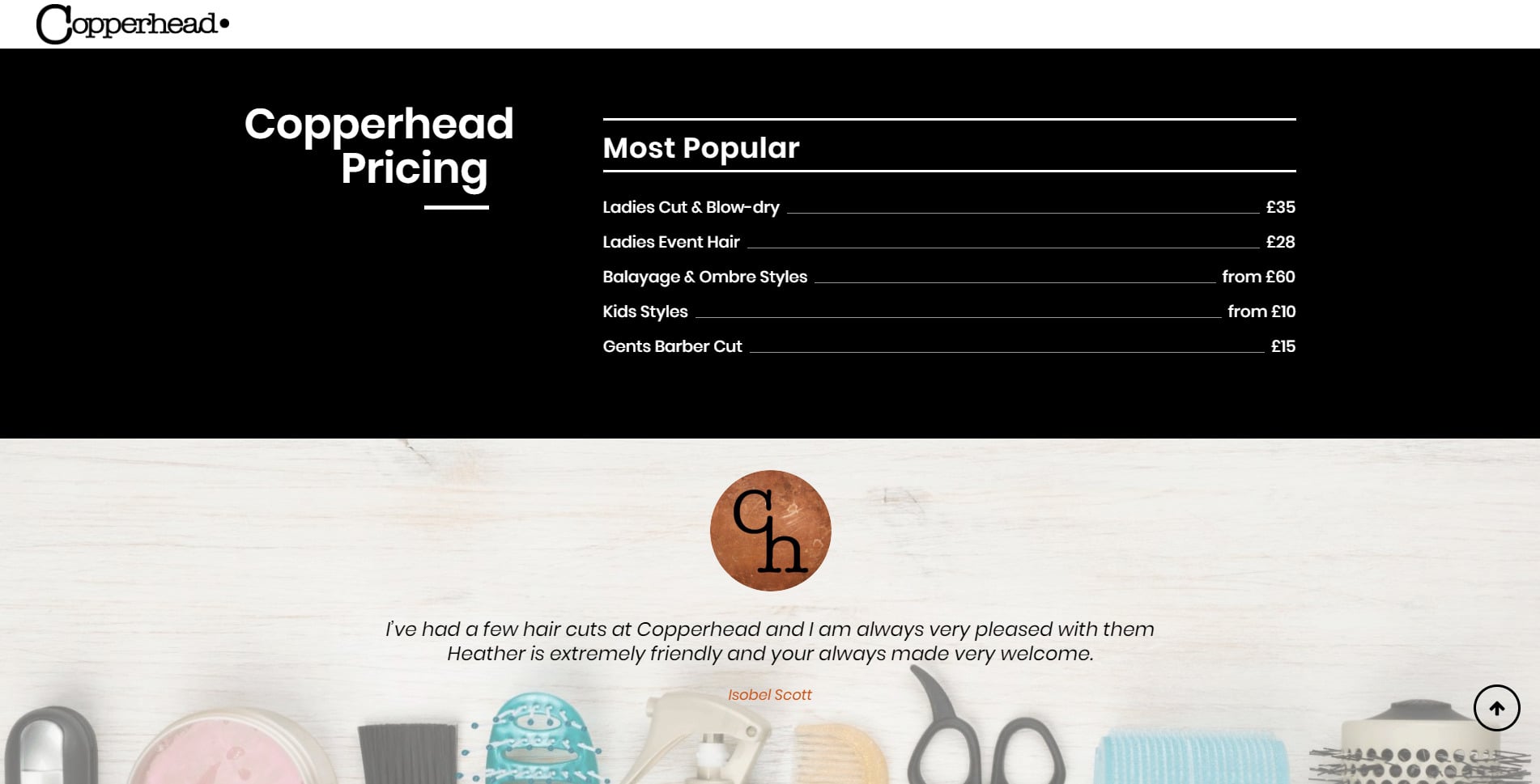 copperhead hairdressers website design