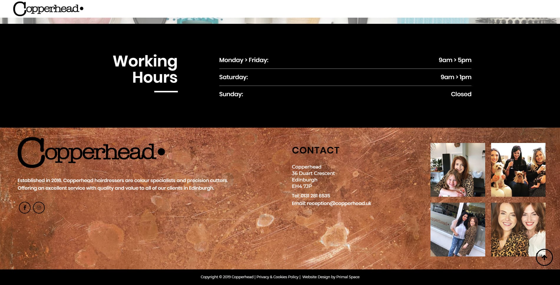 copperhead hairdressers website design