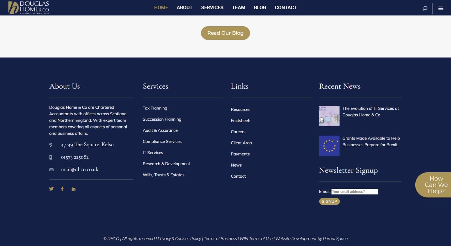 Douglas Home & Co Website Design Footer