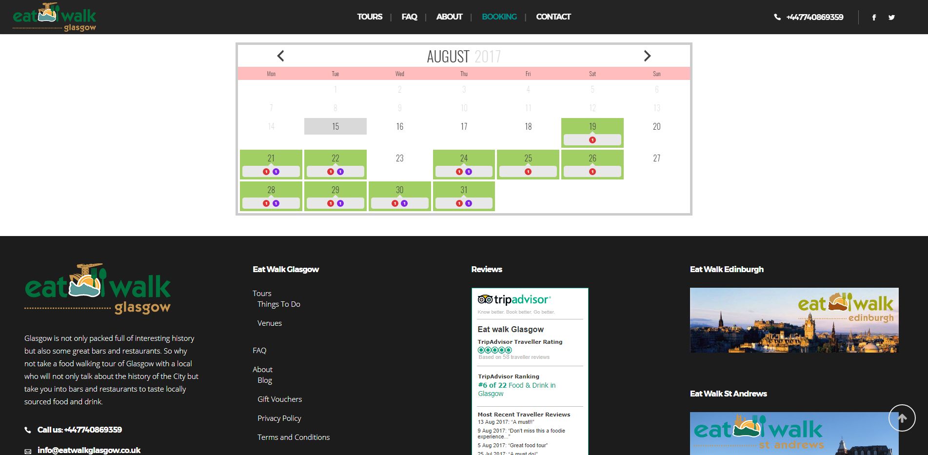 Booking Eat Walk Glasgow