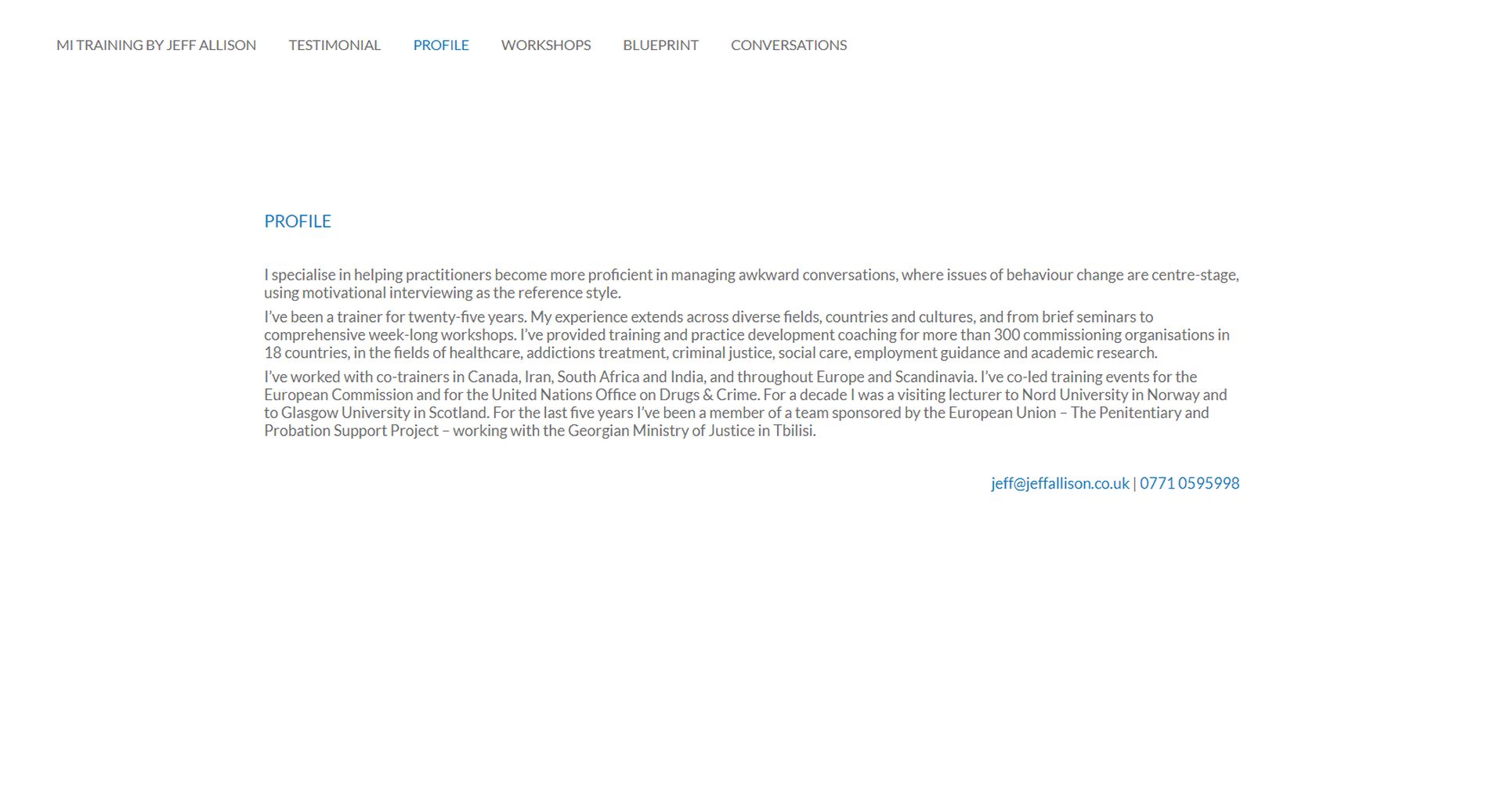 Jeff Allison Website Design About