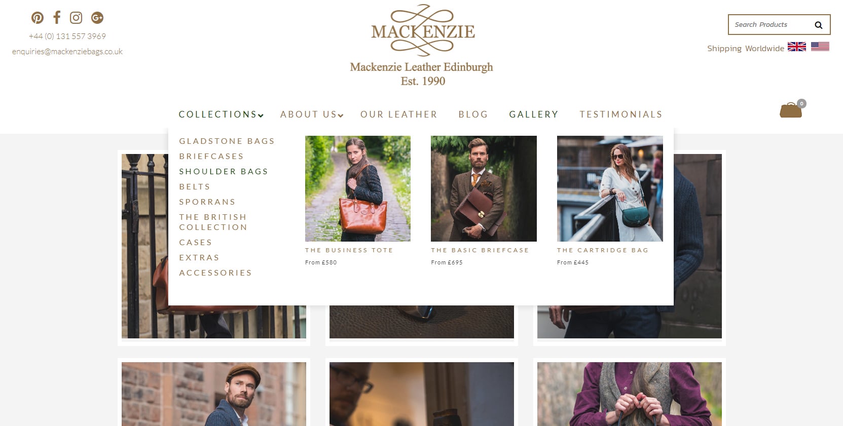 Gallery Mackenzie Leather Edinburgh Workshop and Model pictures