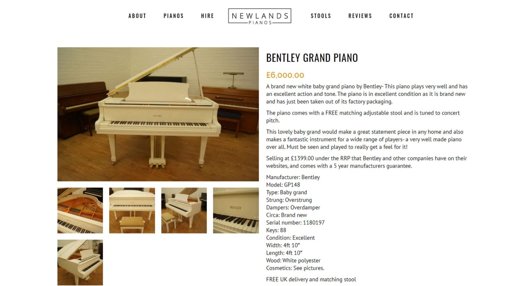Newlands Pianos Website Design Product
