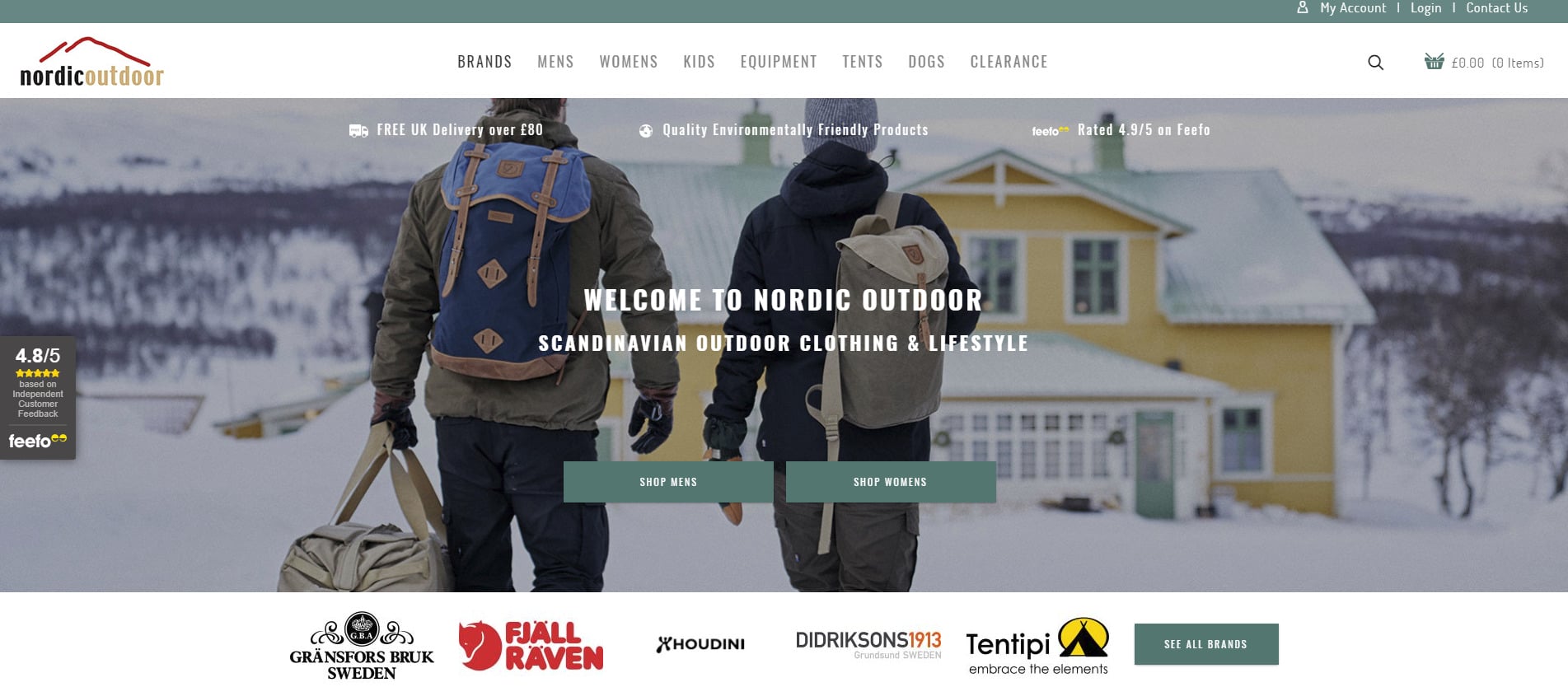 Nordic Outdoor Homepage Above the Fold