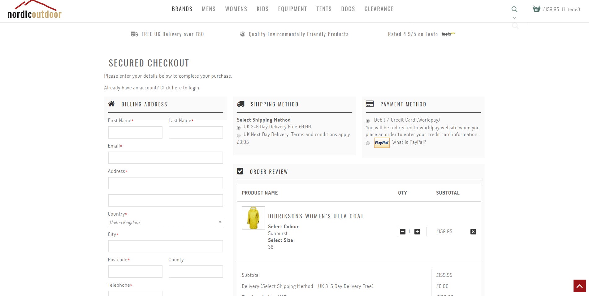 Secured Checkout Nordic Outdoor
