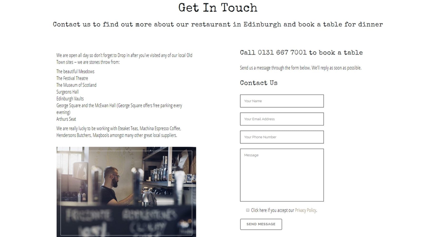 Ransacked Black Oven Website Design Contact