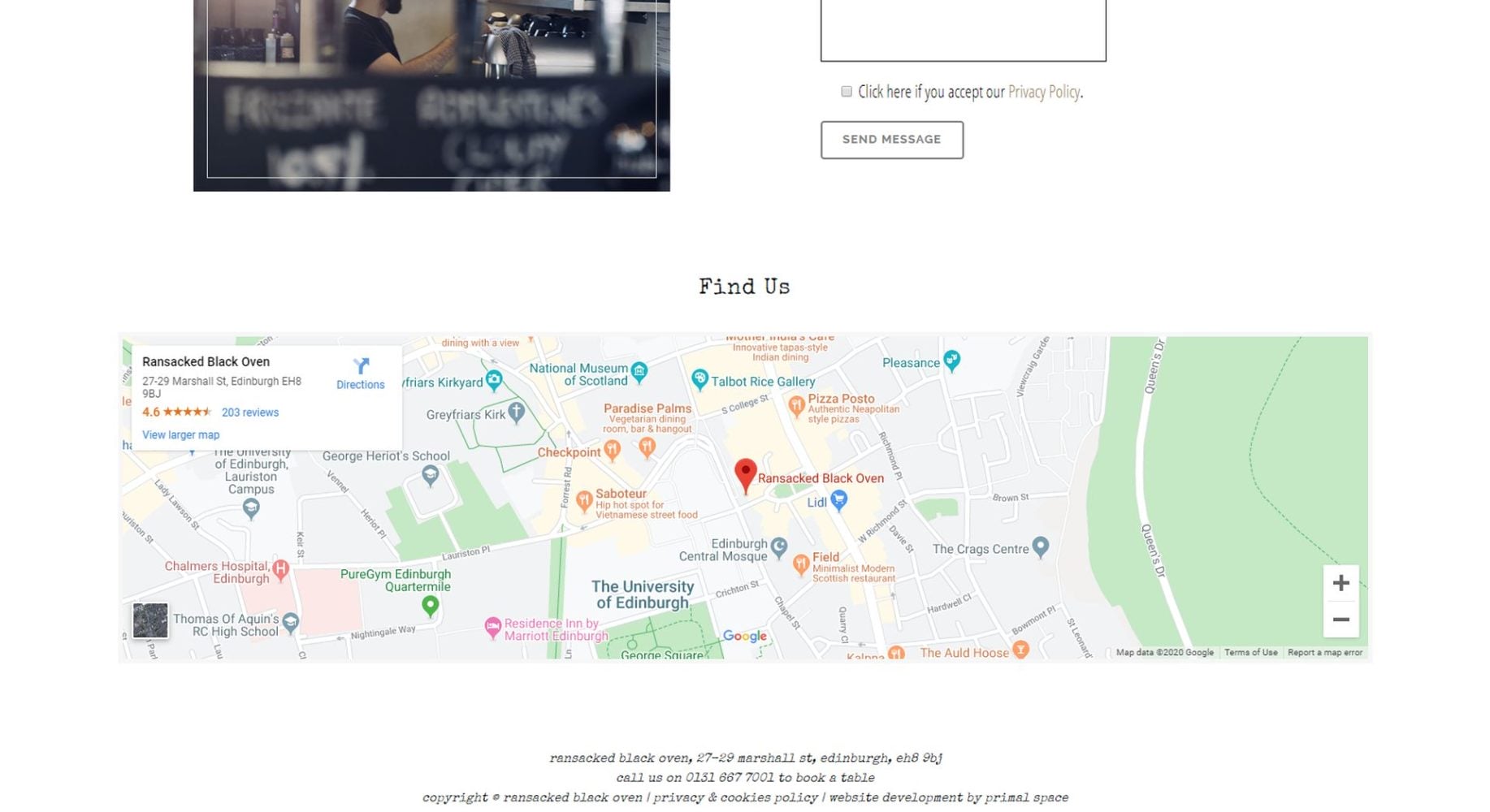 Ransacked Black Oven Website Design Map