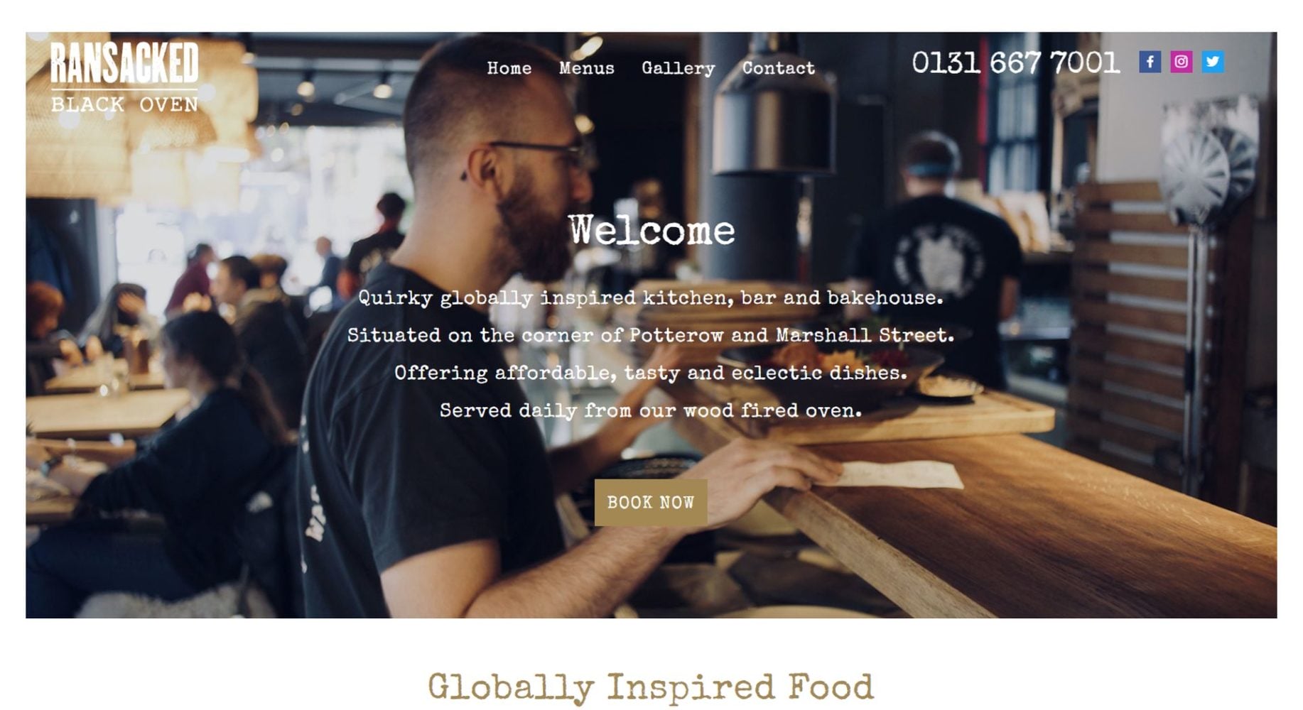 Ransacked Black Oven Website Design Header