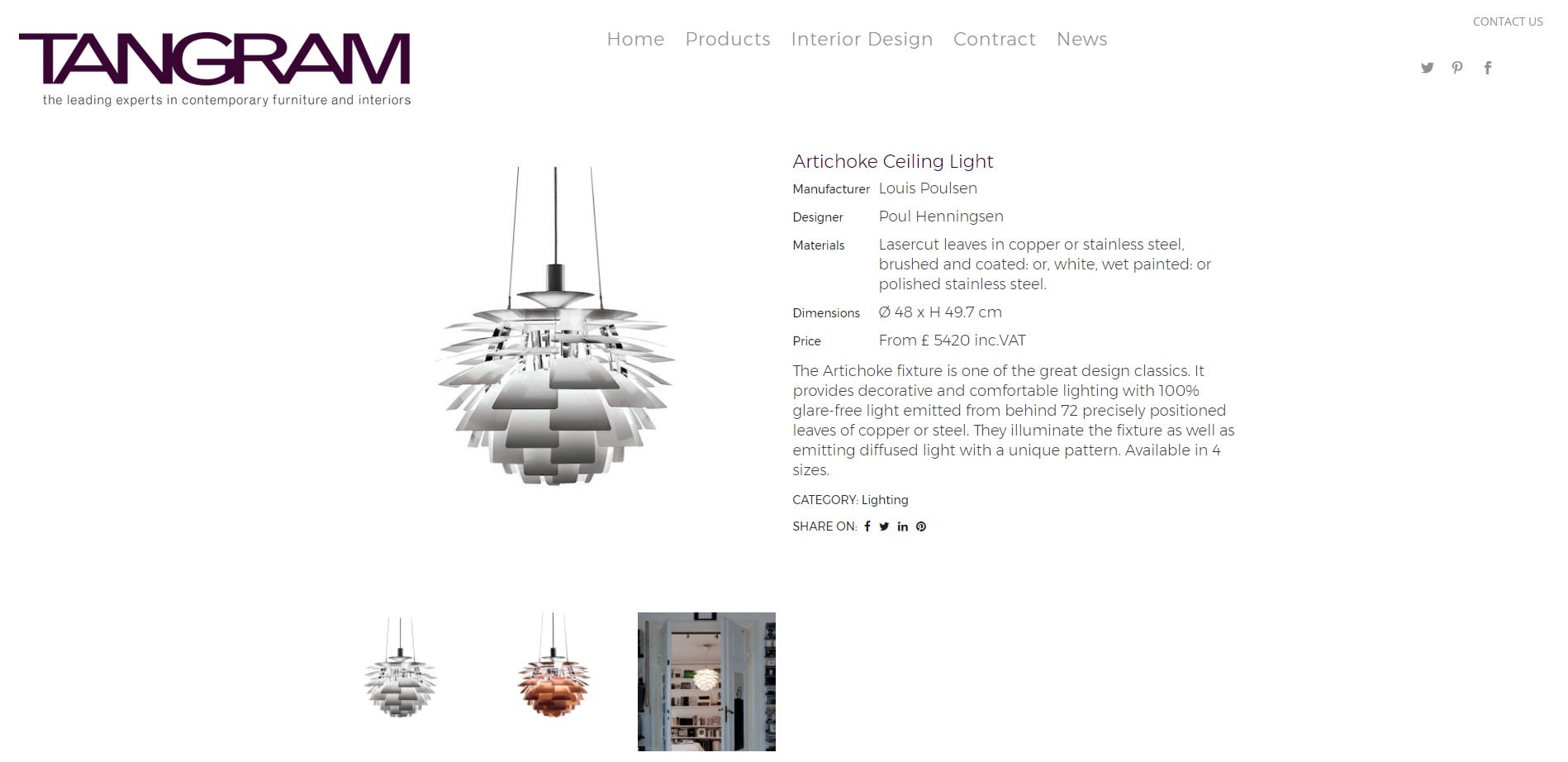 Artichoke Ceiling Light Tangram Furnishers