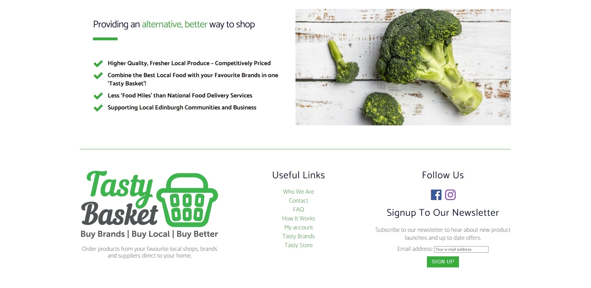 Tasty Basket Website Design Footer