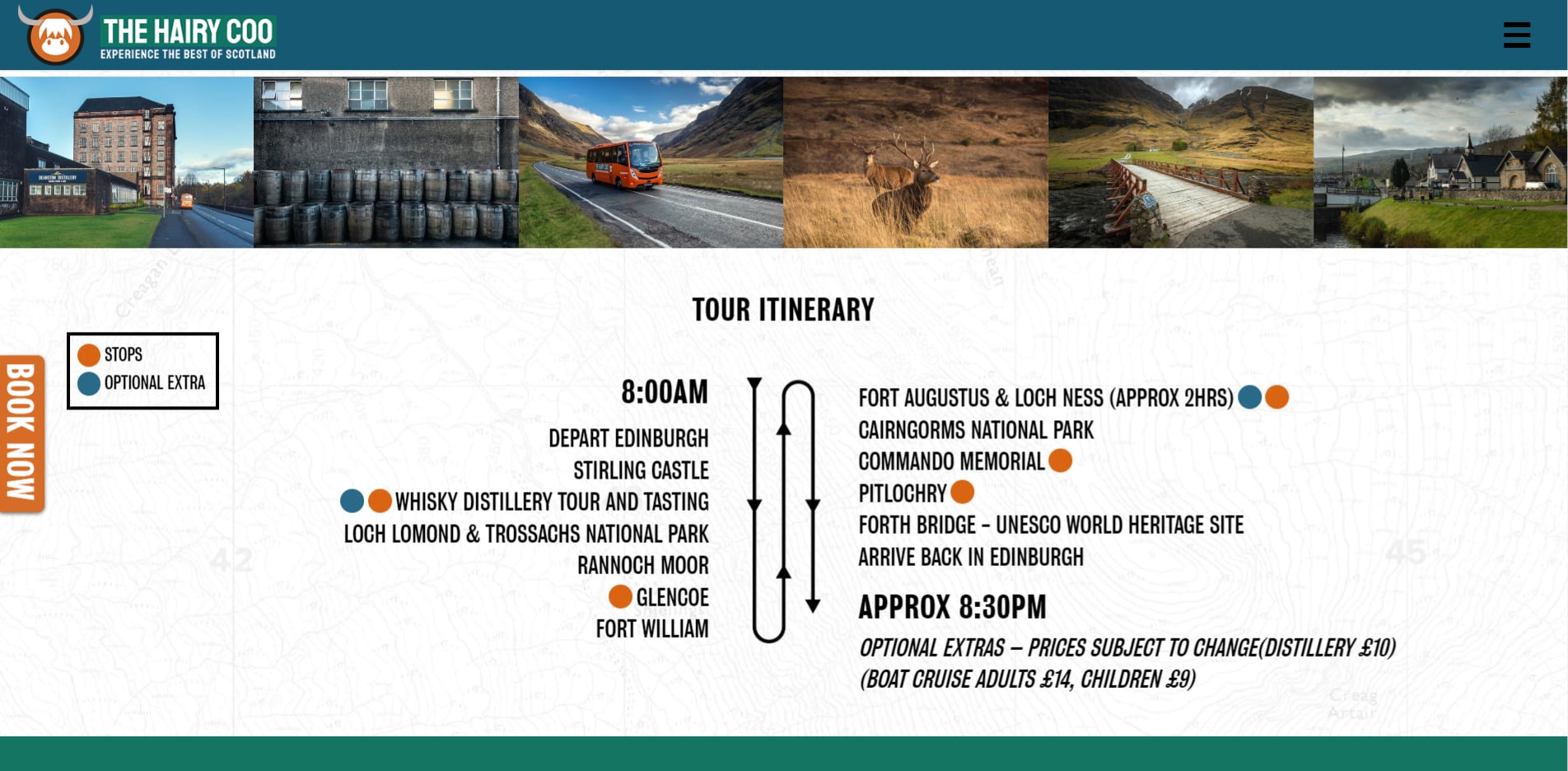 Hairy Coo Website Design 2020 Itinerary