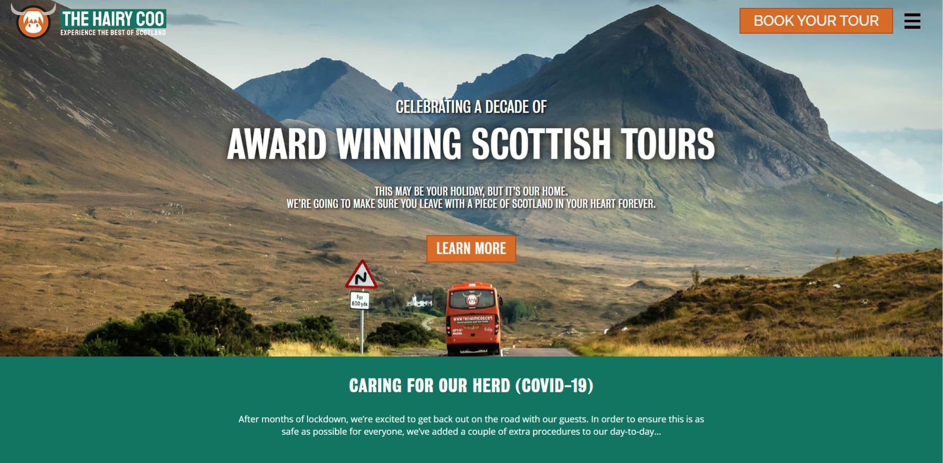 Hairy Coo Website Design 2020 Homepage