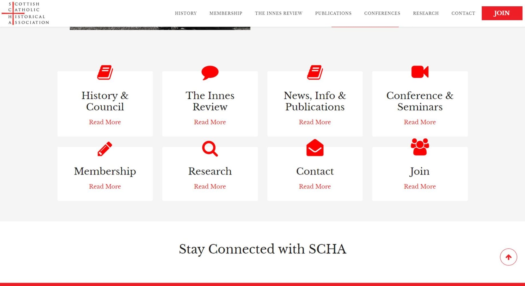 Scottish Catholic Historical Association Website Design Menu